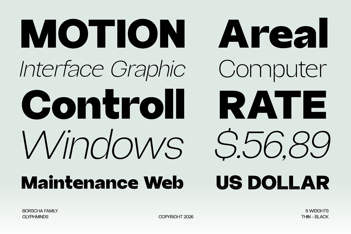 Borscha Typeface, a Sans Serif Font by Glyphminds Studios (Photo 10 of 10)