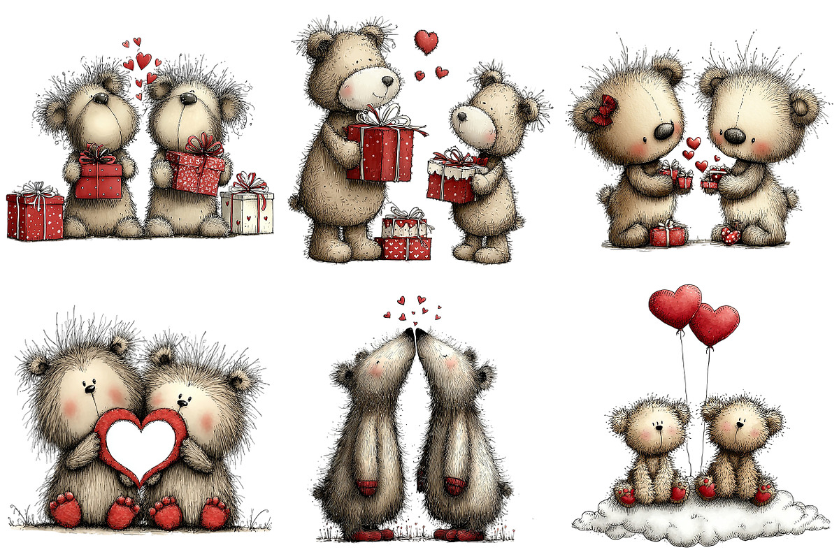 Cute Valentine Bears in Love PNG, an Illustration by Craft Nest (Photo 5 of 7)