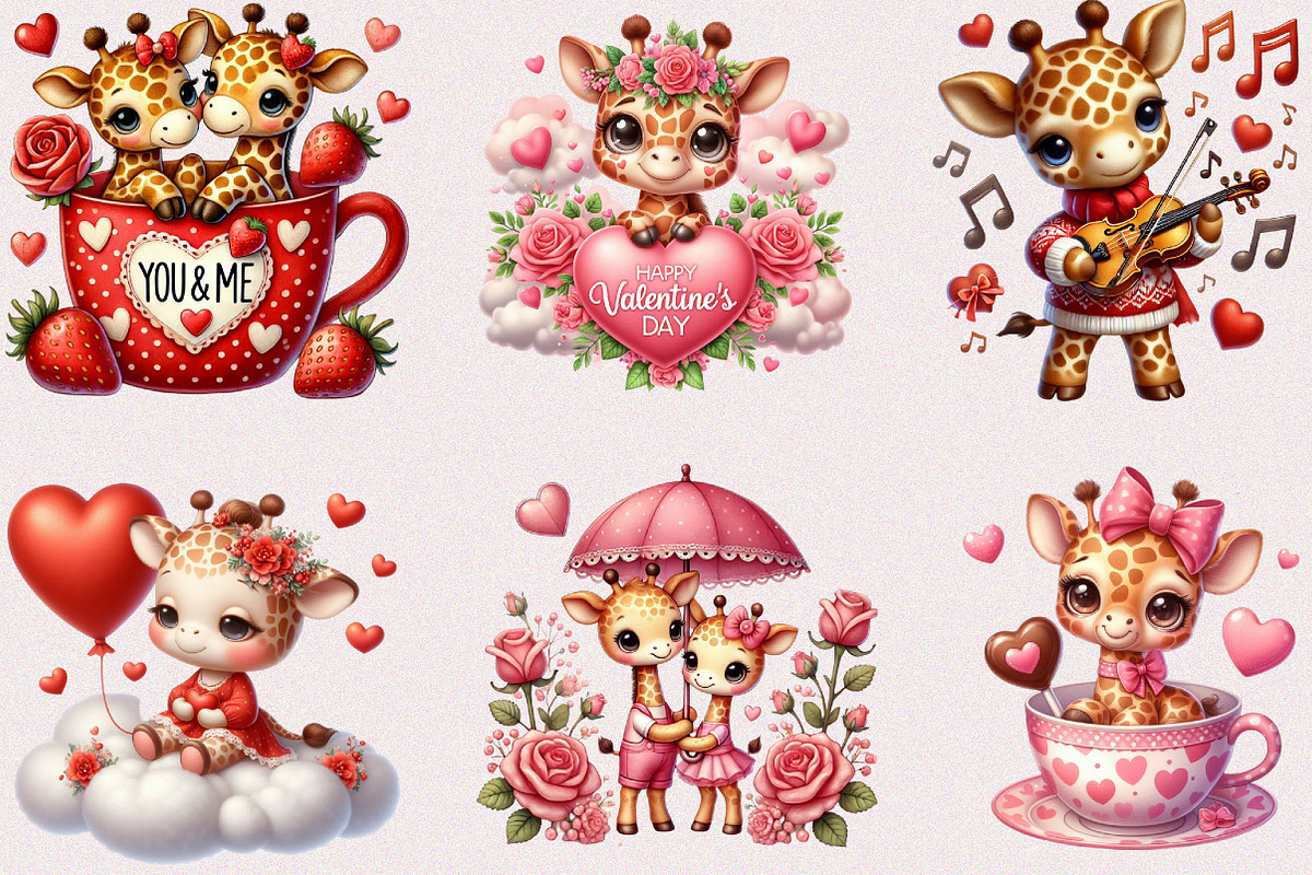 Valentine Cute Giraffe Clipart, a Seasonal Illustration by Craft Nest (Photo 2 of 5)