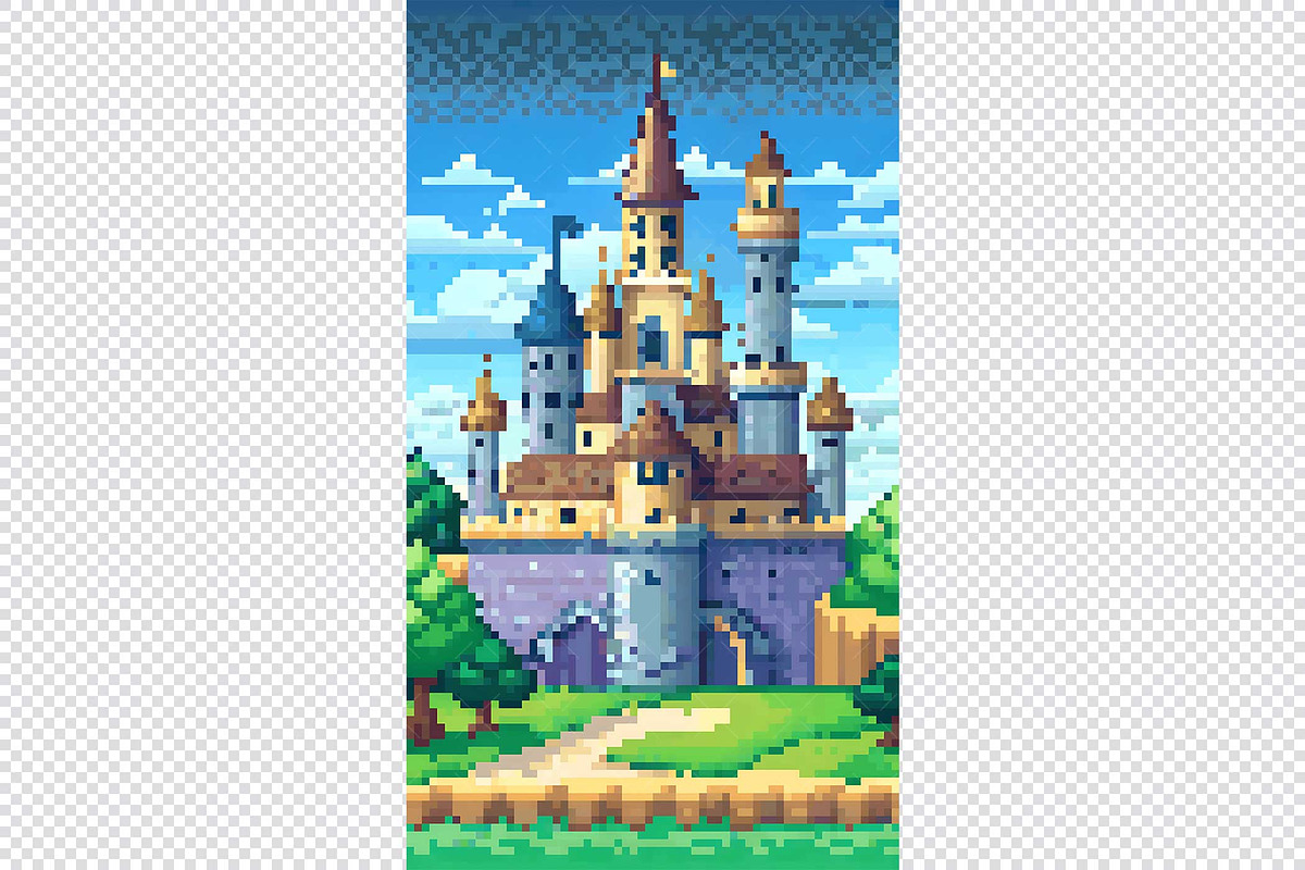 Castle Pixel Art Background, a Background Graphic by minhm2m (Photo 9 of 12)