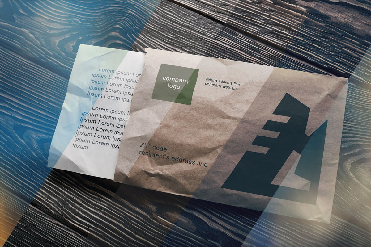 Opened Crumpled Envelope Mock-up, a Packaging Mockup by mockupgeek