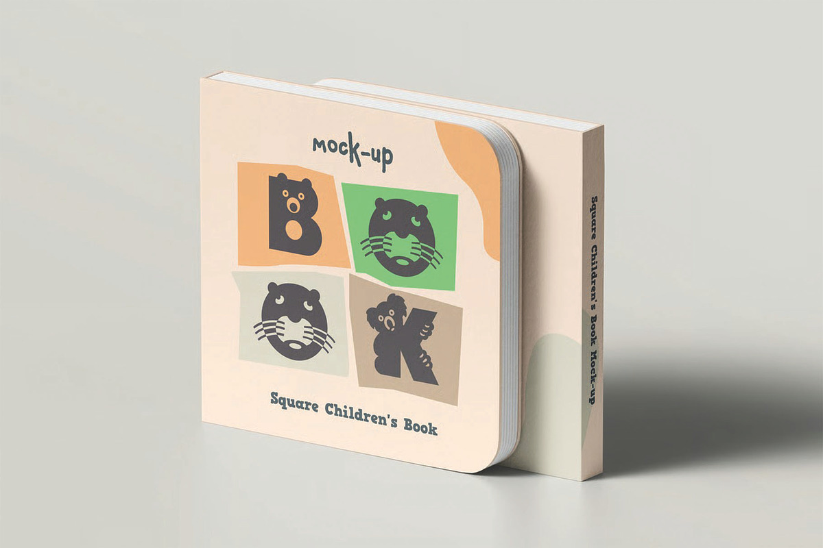 Square Children's Book Mockup, a Books & Magazine Mockup by DesignRushMarket (Photo 7 of 10)