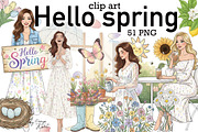 Hello Spring Easter Png Clipart, a Seasonal Illustration by Tanya Kart (Thumbnail 1 of 9)