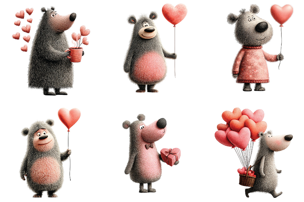 Whimsical Teddy Bear Love Clipart, an Illustration by CraftArtStudio (Photo 5 of 6)