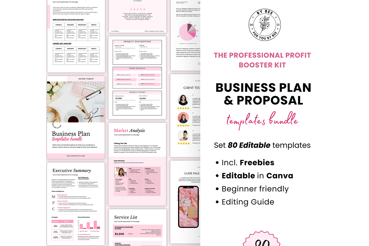 Business plan template canva, a Templates & Theme by PlannersByBee (Photo 1 of 2)