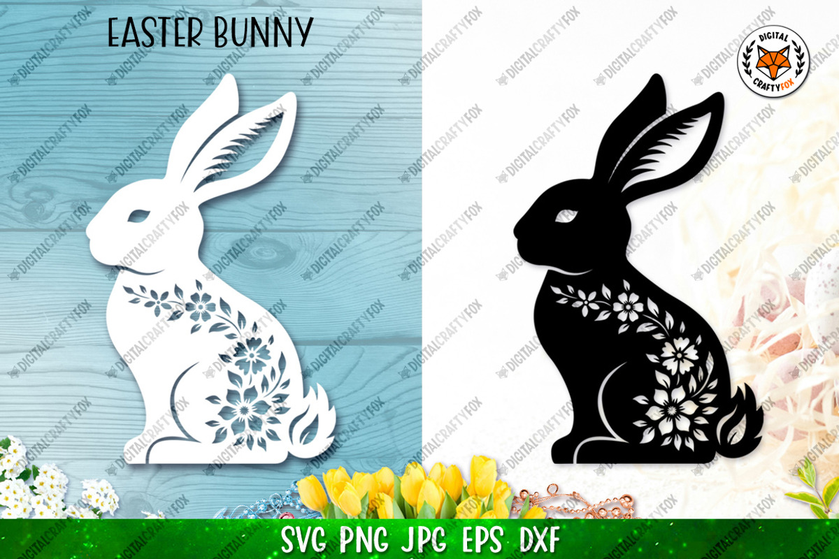 Easter Bunny Collection,Floral Bunny, an Animal Illustration by Digital_Craftyfox (Photo 18 of 20)