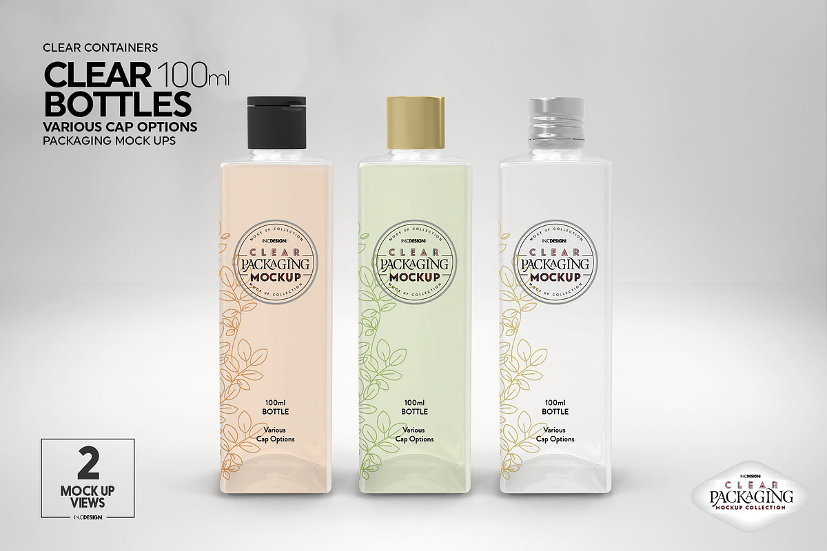 Clear 100ml PET Bottles Mockup, a Packaging Mockup by INCDesign (Photo 9 of 10)
