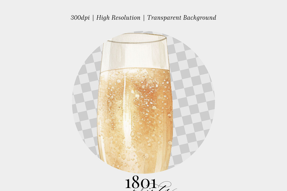 Champagne Watercolor Cocktail, an Illustration by 1801Prints (Photo 4 of 4)