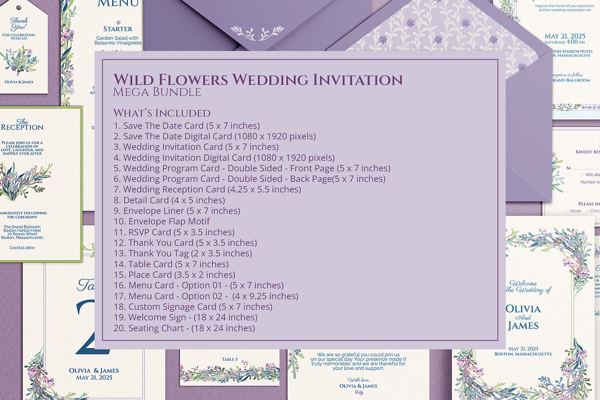 Wildflowers Wedding Invitation, an Invitation Template by SabaIslam.Studio (Photo 7 of 7)