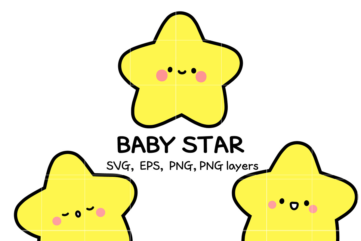 Cute Baby Star SVG Bundle, an Illustration by TheHitShop (Photo 1 of 9)