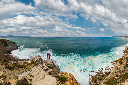 Summer ocean coastline view in Getxo town, Spain, a Nature Photo by YuriyB