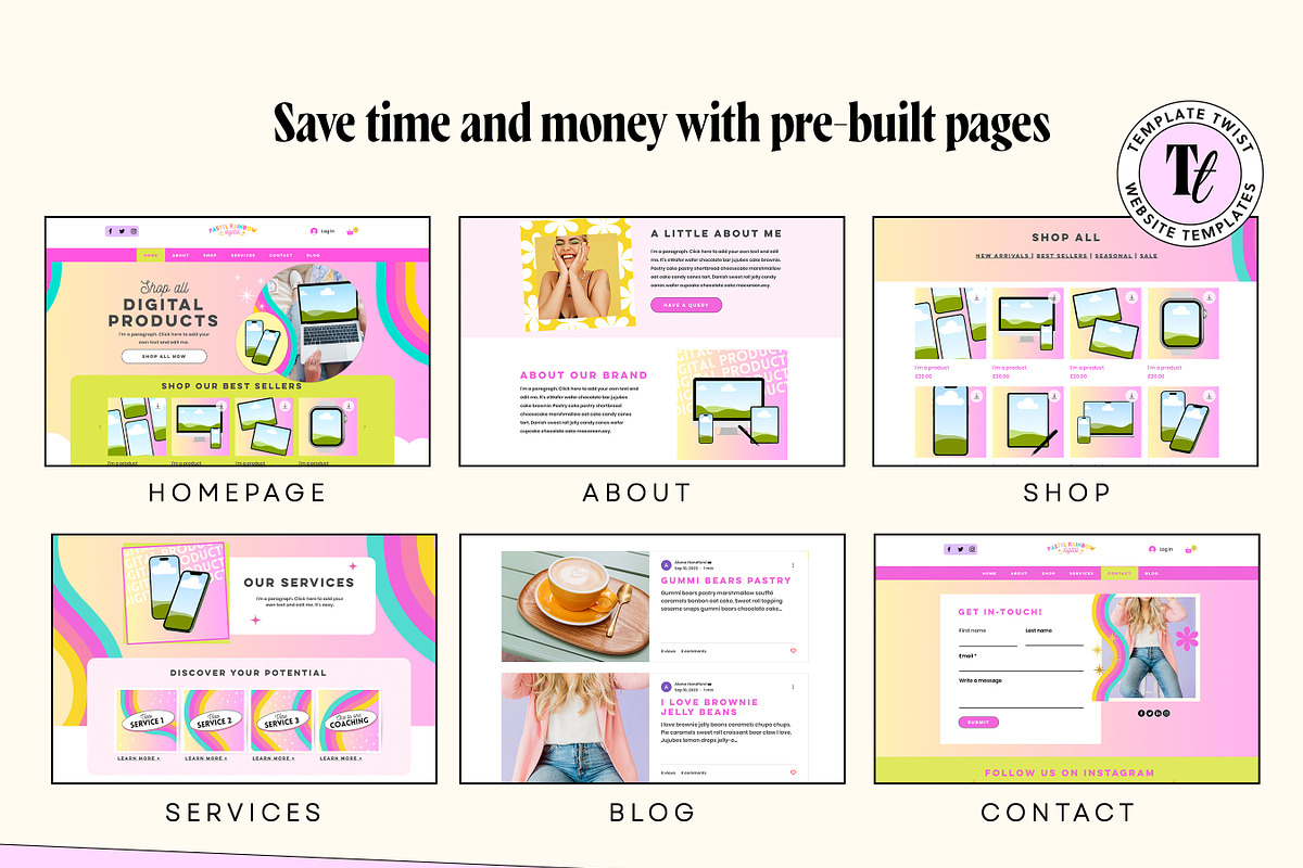 Rainbow Wix Website Template, a Wix Template by Template Twist Shop (Photo 6 of 10)