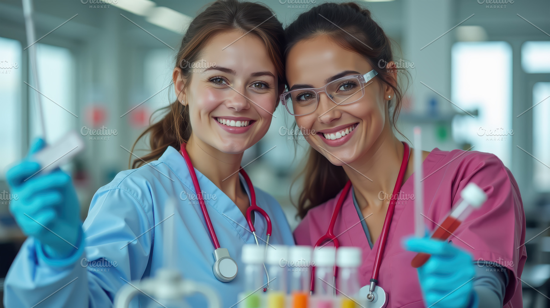 Female healthcare professionals hold, a Health & Medical Photo by angellodeco