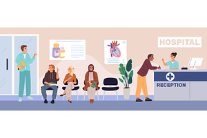 Interior of polyclinic with, a Healthcare Illustration by Vectorbuum