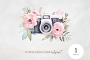 Floral Camera Watercolor Clipart PNG, a Work Illustration by illuztrate (Thumbnail 2 of 3)