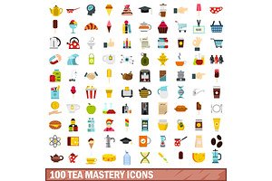 100 Tea Mastery Icons Set