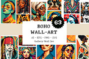 Colorful Abstract Women Wall Art, a Wallpaper Graphic by Helospace (Thumbnail 1 of 10)