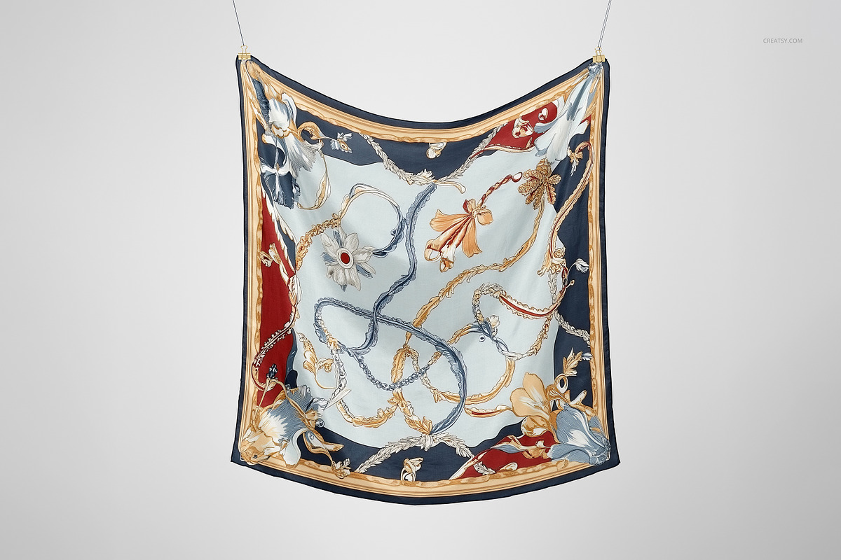 85x85cm Silk Scarf Mockup Set, a Mask Mockup by creatsy5 (Photo 5 of 7)