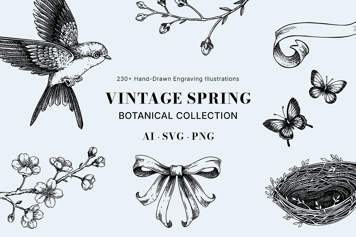 Vintage Spring Botanical Collection, a Seasonal Illustration by Yevheniia (Photo 1 of 14)