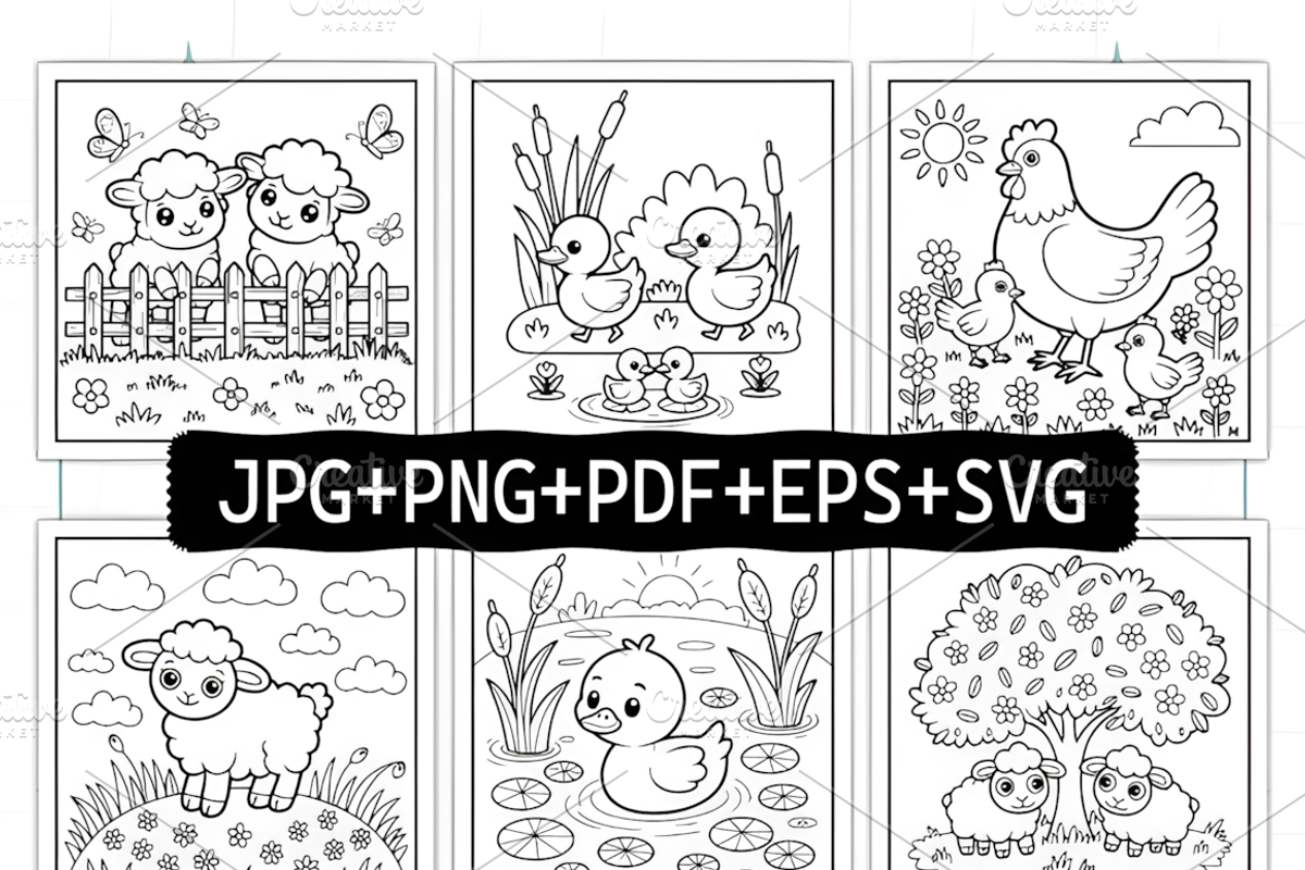 Spring Farm Life Coloring Book Adult, a Decorative Illustration by Ink Gallery (Photo 2 of 9)