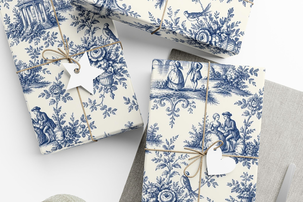 Blue Floral Toile Seamless Pattern, a Pattern Graphic by elfy creative (Photo 4 of 7)
