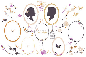 Vector Silhouette & Frames Clip Art