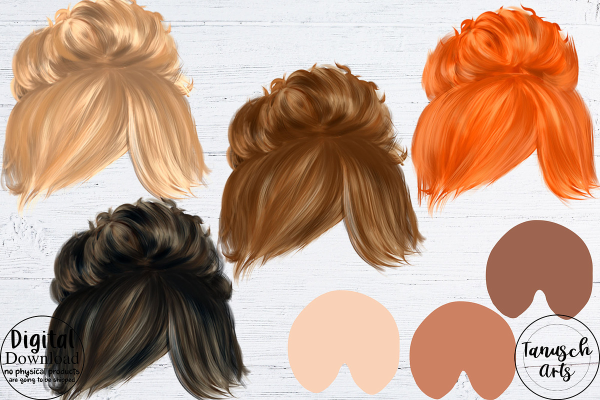 4th of July Clipart Messy Bun Girls, an Illustration by TanuschArts (Photo 2 of 4)