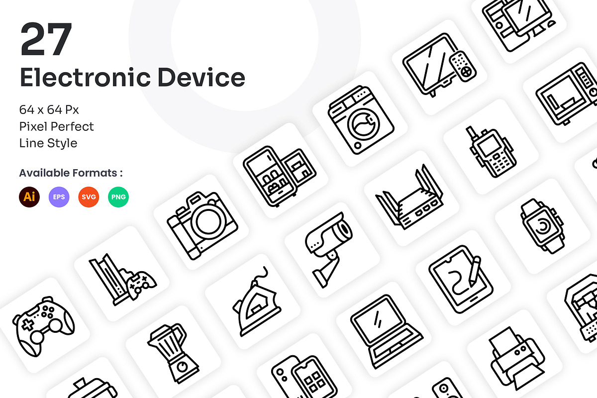 Electronic Device Icons Set - Line, an Outline Icon by Kmg Design (Photo 1 of 2)