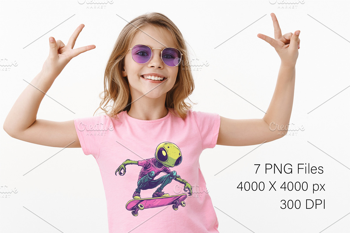 Alien on skateboarding. TShirt, an Animal Illustration by KENO Mascots (Photo 5 of 10)
