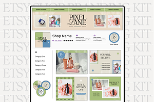 Khaki Etsy Shop Kit Template