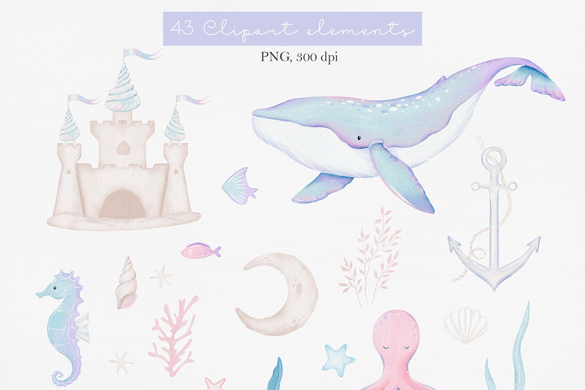 Charming ocean.Watercolor collection, an Animal Illustration by AfonshinaArt (Photo 10 of 11)