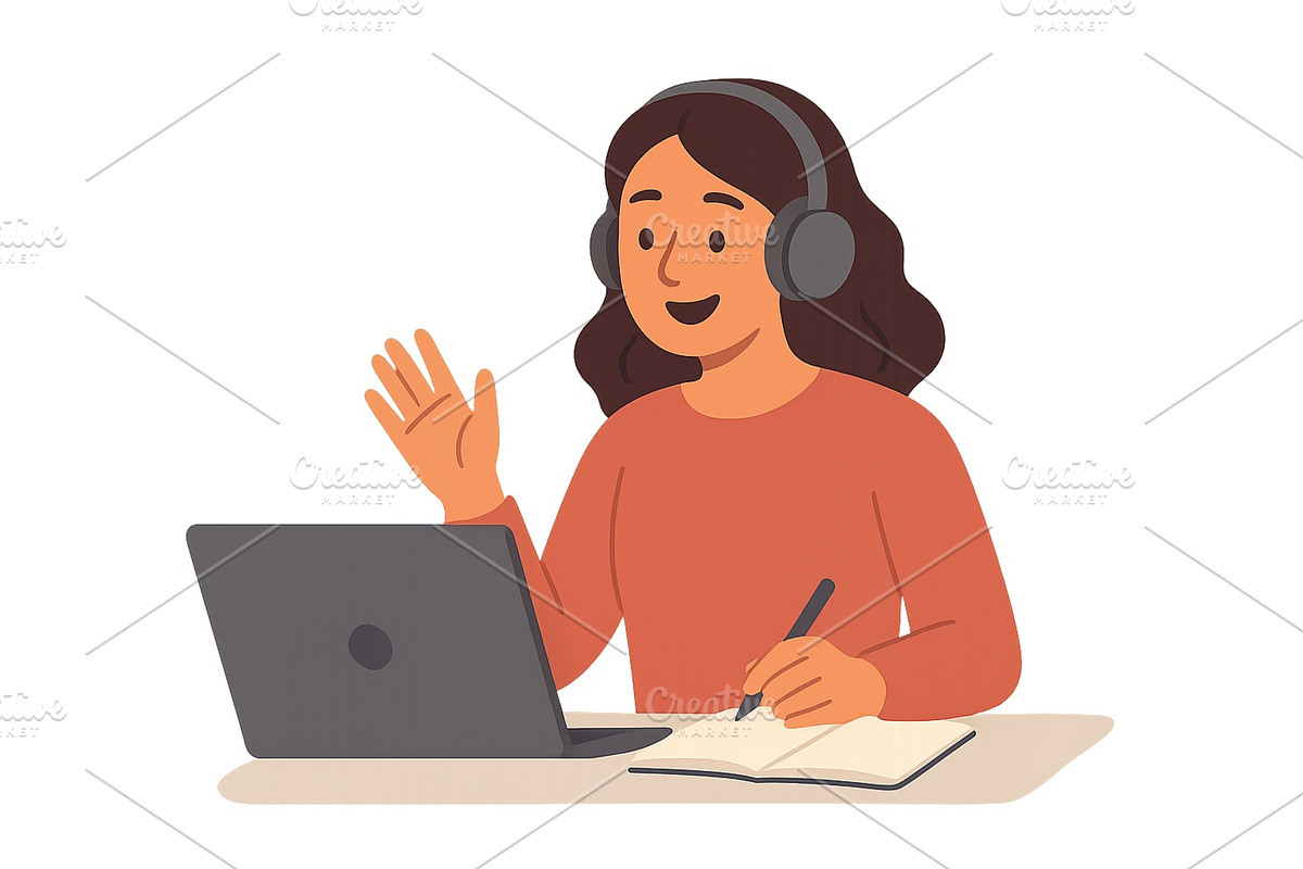 Woman engages in online learning, an Education Illustration by ZinetroN
