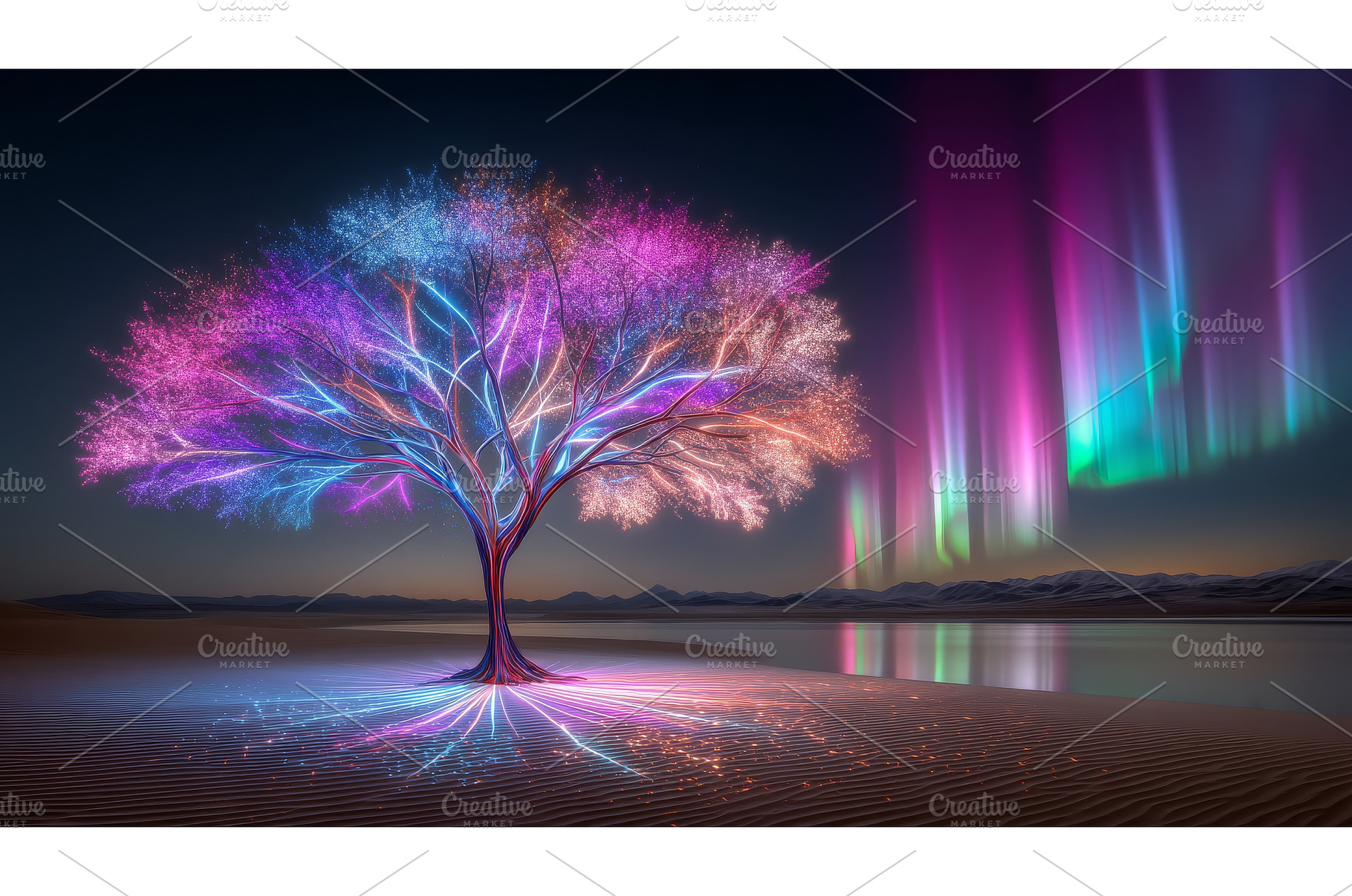 Glowing flowers adorn a tree that, a Nature Photo by ZinetroN