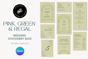 Green, pink and regal Stationery, a Templates & Theme by Gabba Delgado