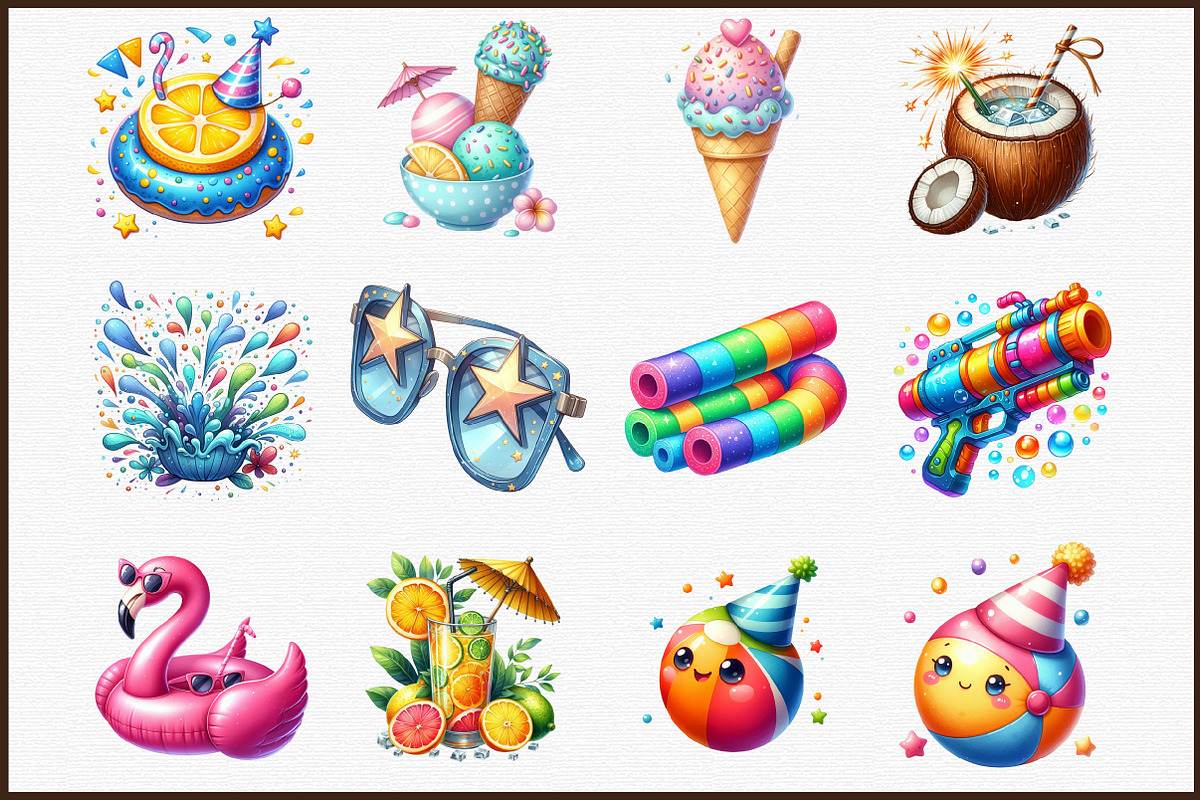 Colorful Pool Party Clipart, an Illustration by Sublimation Artist (Photo 3 of 6)