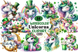 St Patrick’s Day Unicorns Sublimatio, an Illustration by DreamCafeArt