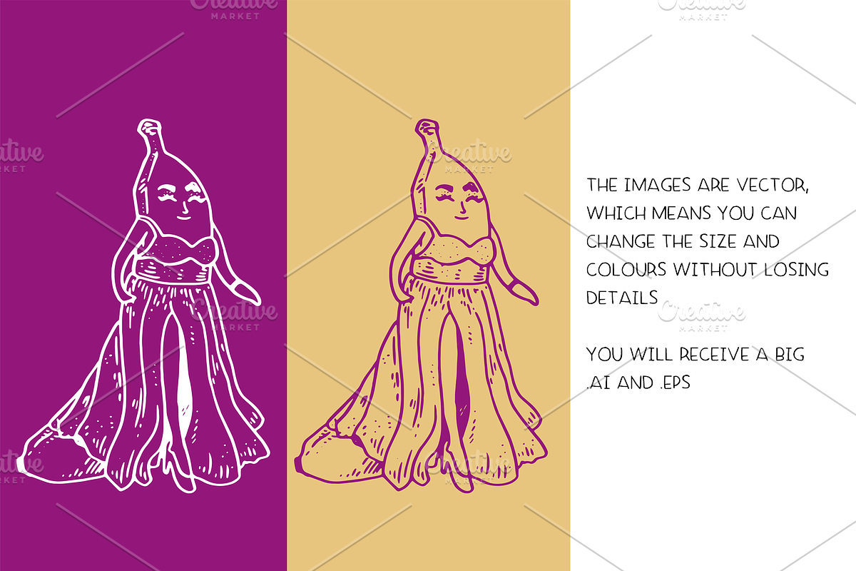 Fancy bananas - vector illustrations, a Food Illustration by Renée from Studio neetje (Photo 4 of 5)