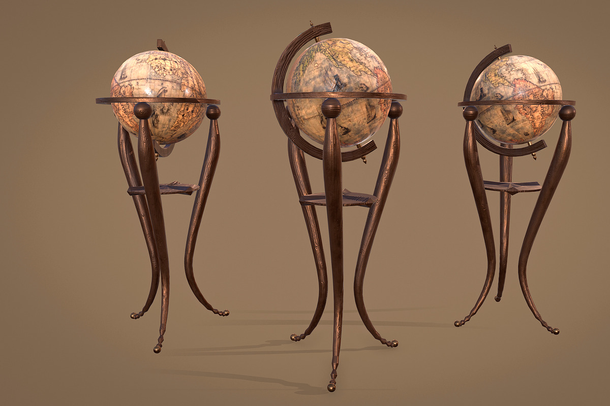Vintage globe, a Furniture 3D Model by Snji | 3D Models (Photo 3 of 6)