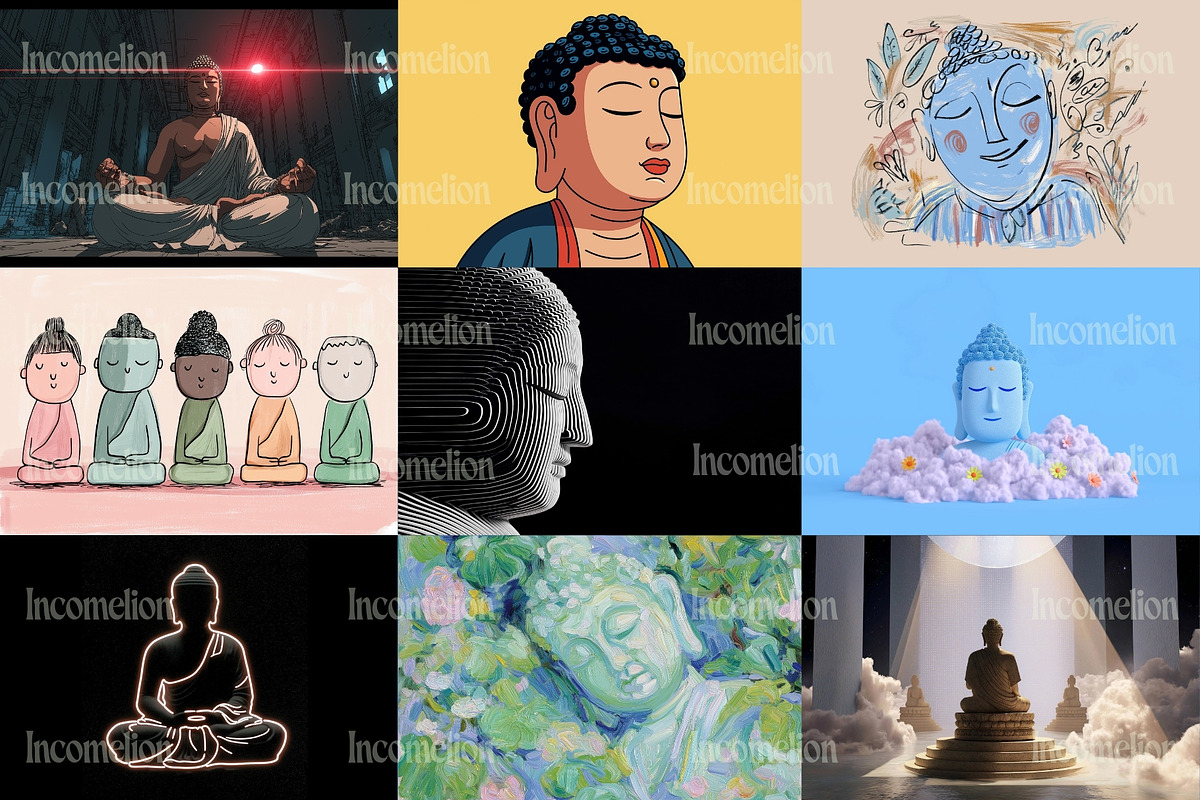 150 Spiritual Buddha Illustrations, a Decorative Illustration by Incomelion (Photo 12 of 21)