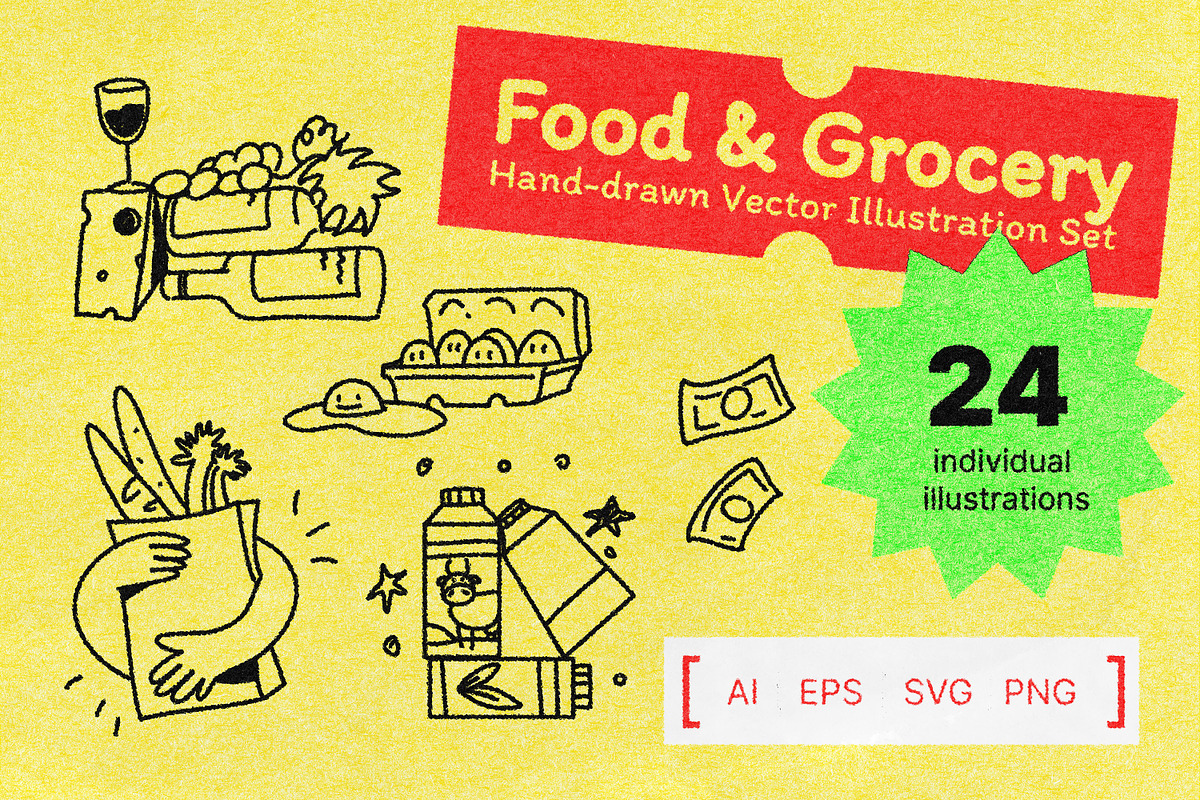 Food & Grocery – Illustration Set, a Food Illustration by Tanka (Photo 1 of 4)