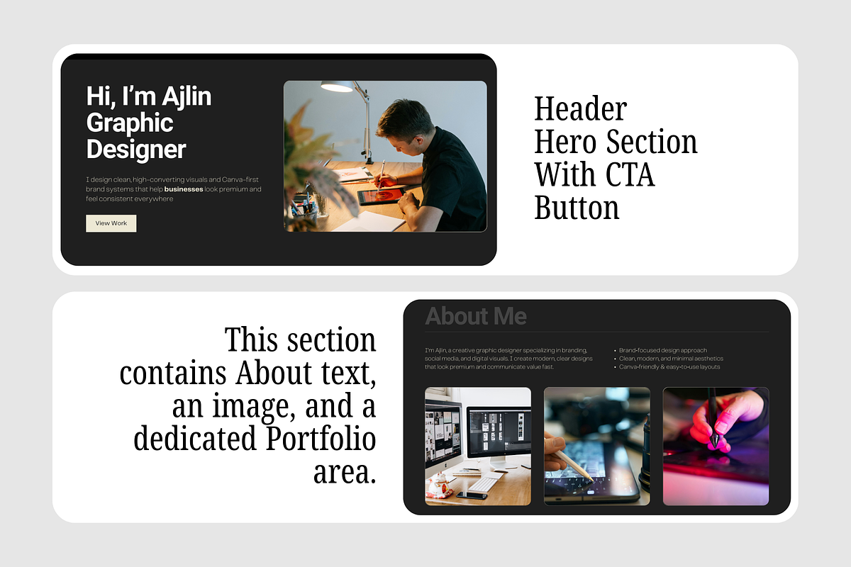 Canva Portfolio Website Template, a Websites & App Template by Snapybiz (Photo 6 of 11)