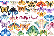 Watercolor Butterfly Clipart, an Illustration by CreationArt (Thumbnail 1 of 9)