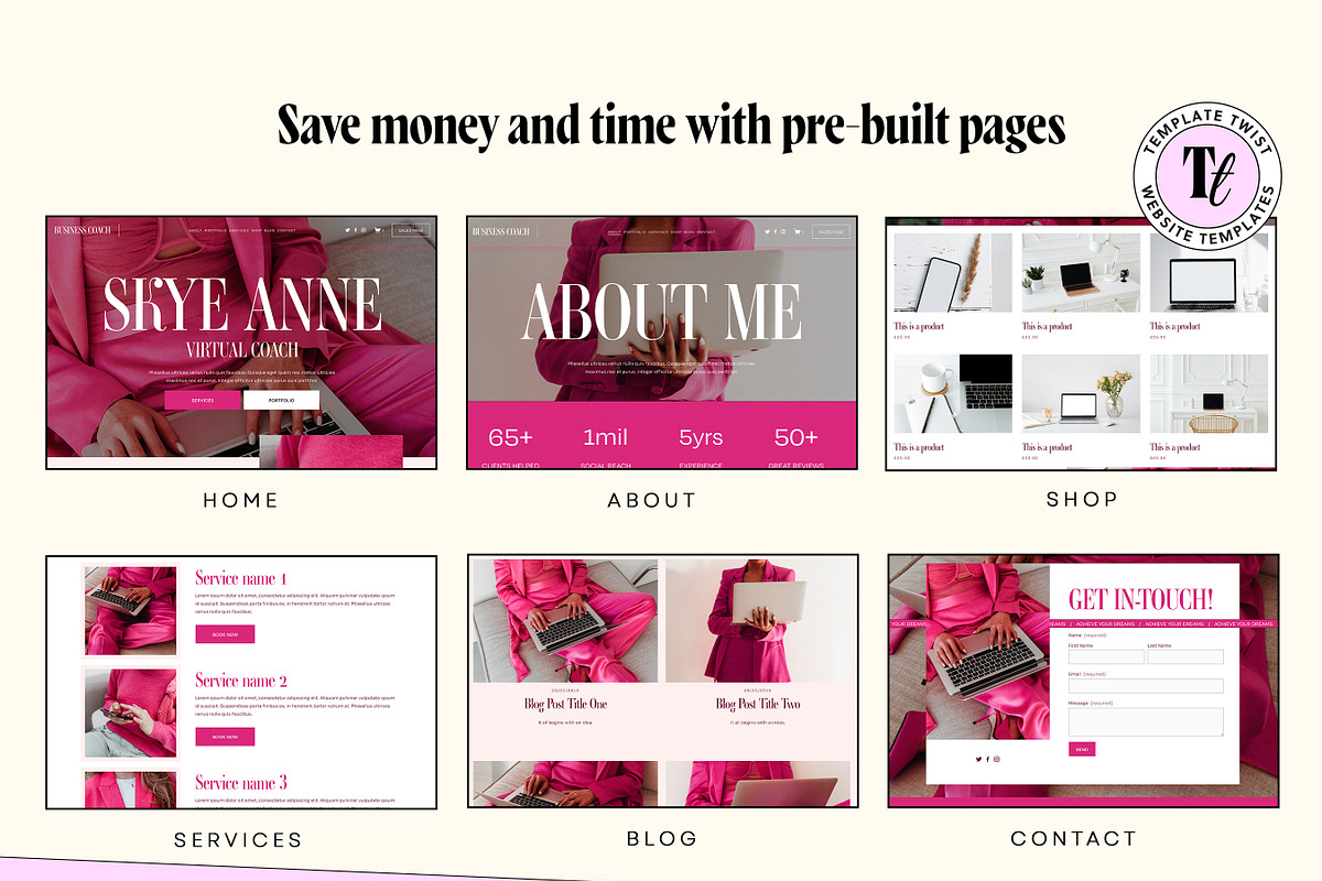 Bold Pink Faceless Coaching Template, a Squarespace Template by Template Twist Shop (Photo 6 of 10)