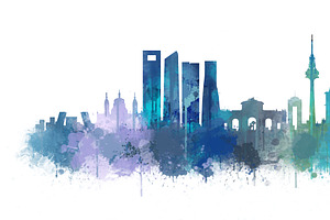 Madrid City Skyline V3 Large UHD 2m