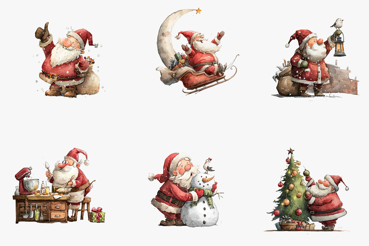 Funny Cute Santa PNG Clipart, an Illustration by CreationArt (Photo 3 of 5)