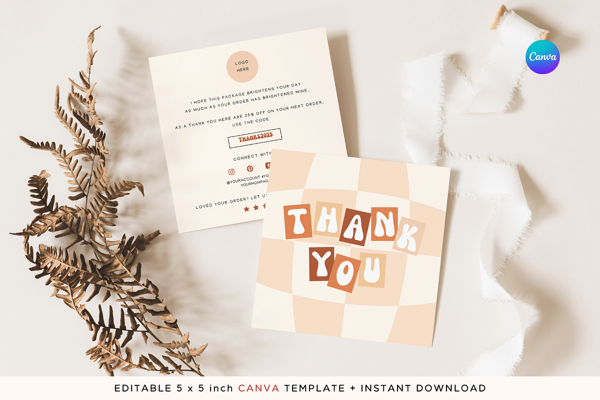 Retro Thank you Card Template, a Business Card Template by Hellohastore (Photo 1 of 9)