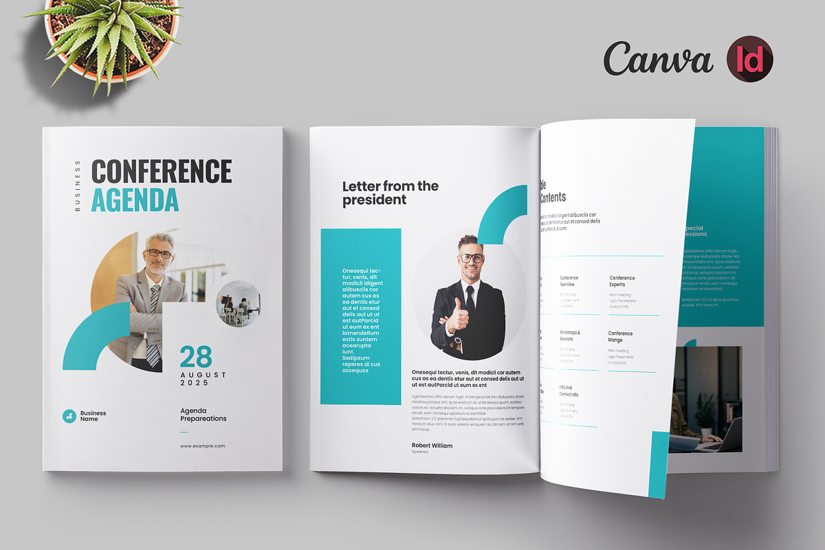 Conference Agenda Brochure | CANVA, a Brochure Template by Pixelpick