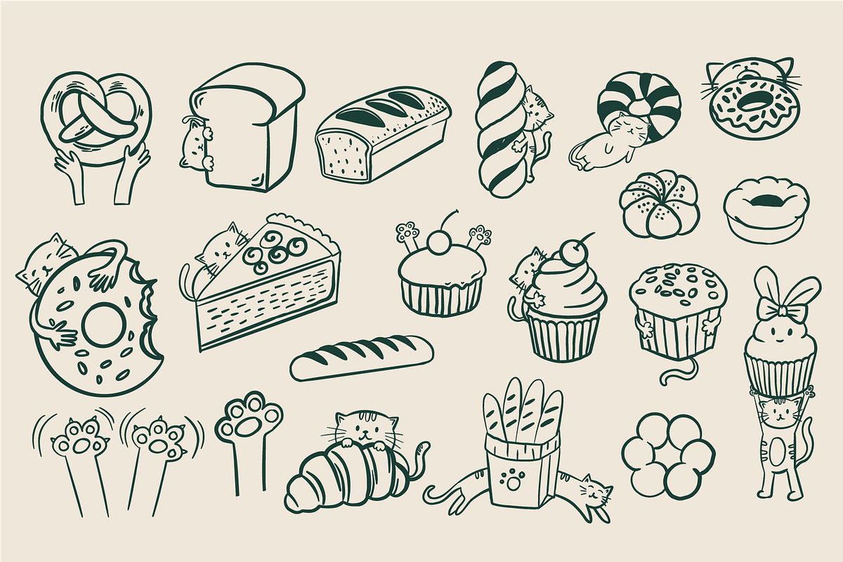 Hand Drawn Cute Bakery, a Food Illustration by HunEyy (Photo 2 of 7)