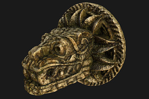 Mayan Aztec Dragon Lion Head Statue