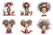 Whimsical spring girls clipart, an Illustration by SinaCreation (Thumbnail 4 of 11)
